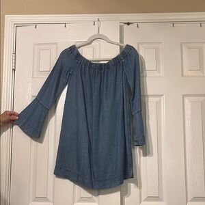 7 For All Mankind Blue Long Sleeve Dress